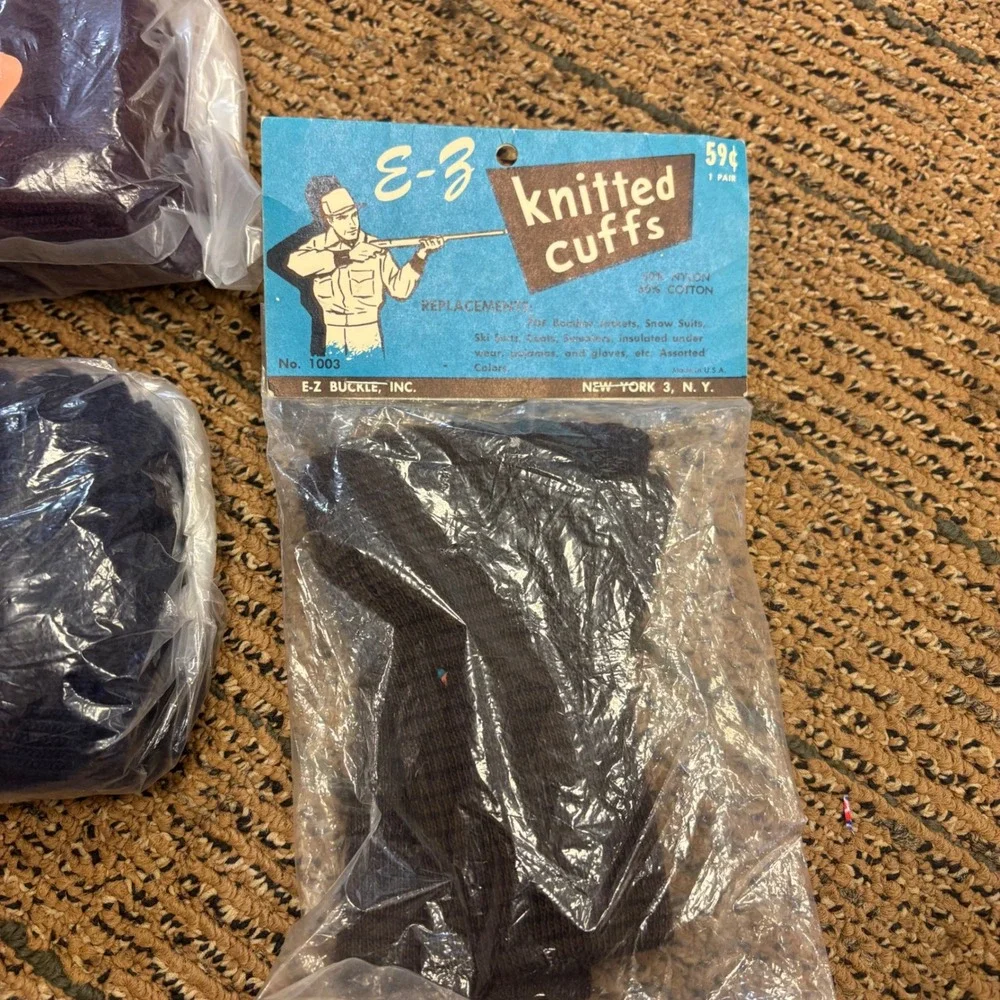 Vintage E-Z Knitted Cuffs Replacement Lot Navy Purple Jacket Repair Notions 1003